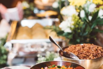 Buffet display of mixed vegetables