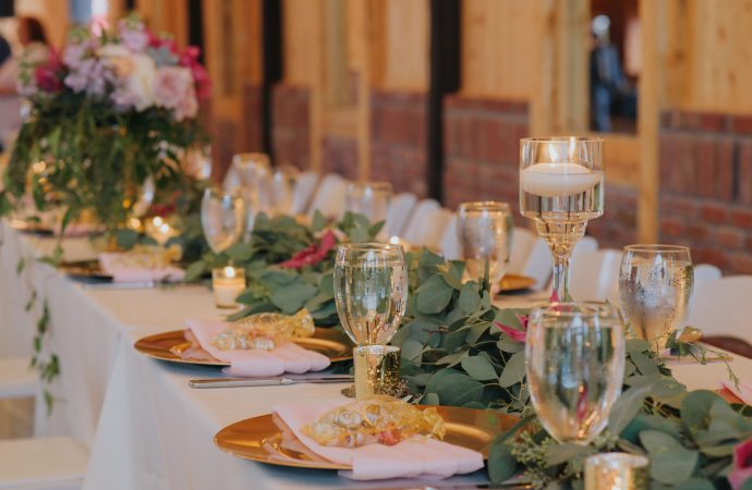 decorated table setting at event