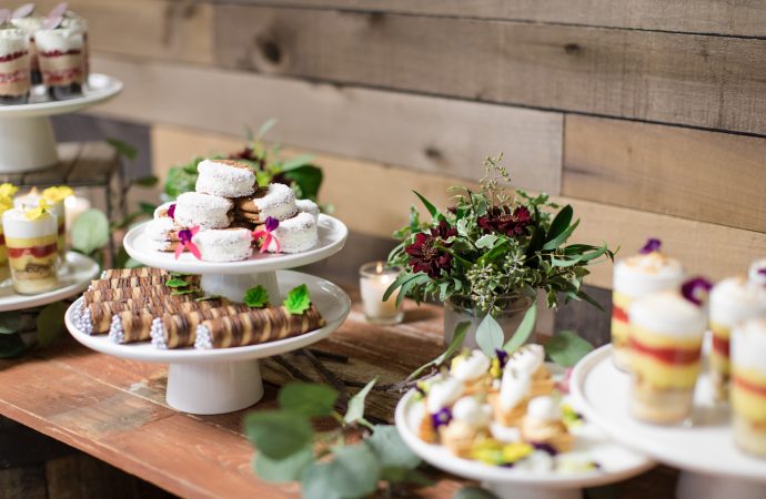 Dessert trays on a table at an event