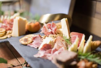 Charcuterie display on slate tray