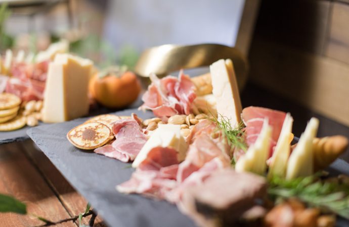 Charcuterie display on slate tray