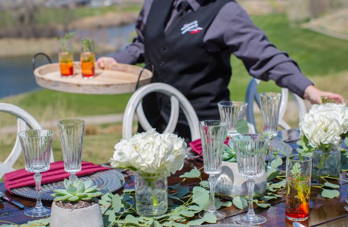 Female server at outdoor event