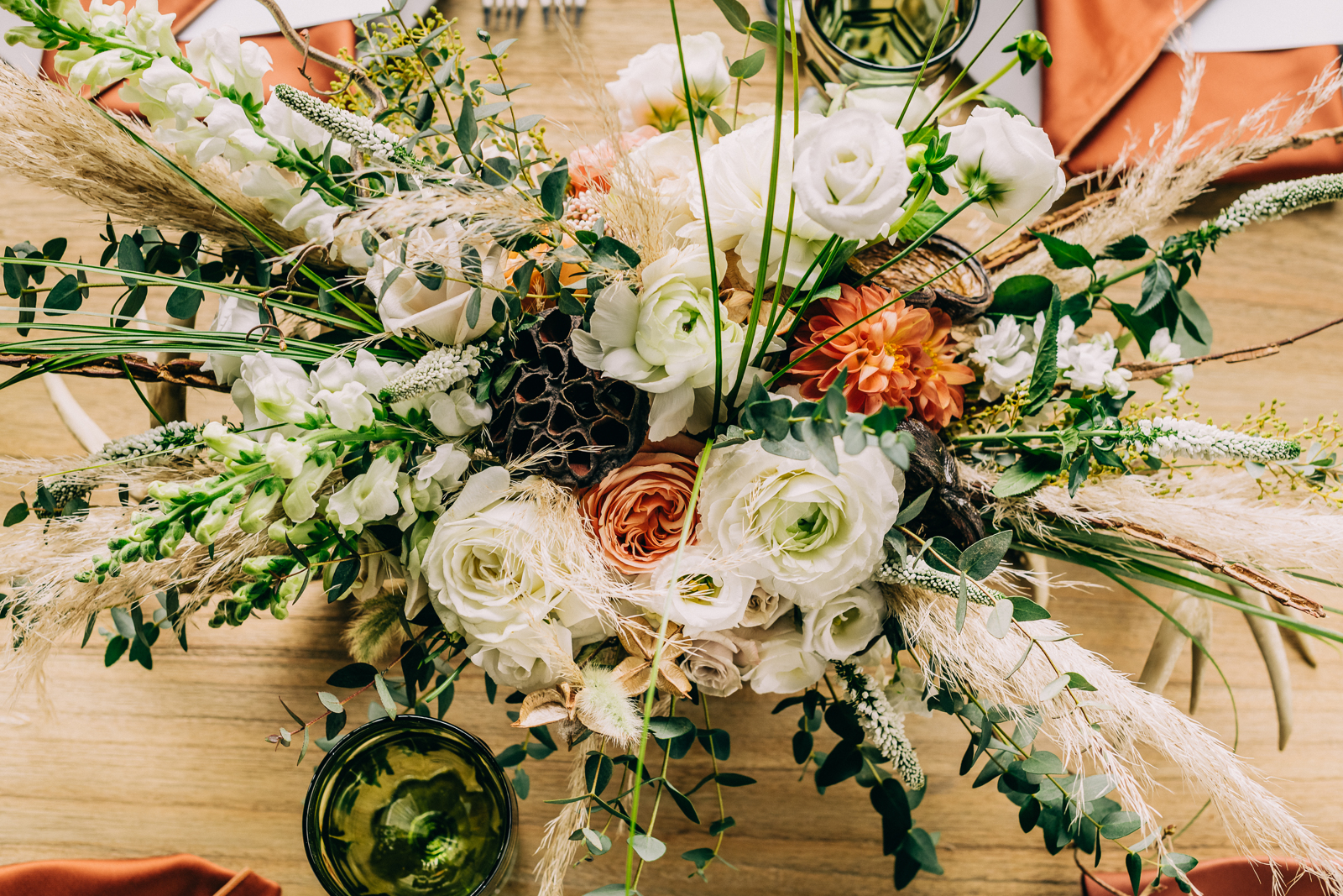 overhead shot of large floral display