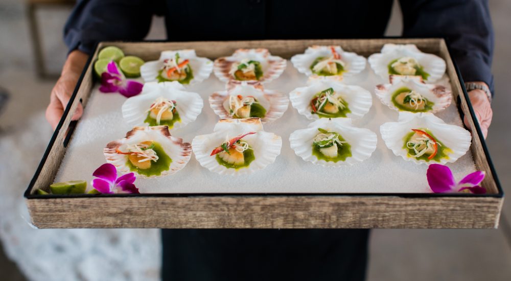 serving tray holding passed appetizers