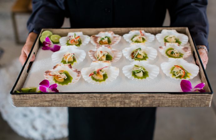 serving tray holding passed appetizers