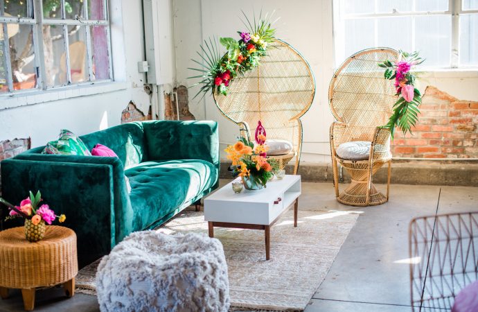 seating area with couch and chairs