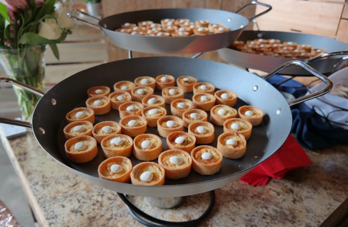 Array of small deserts in a pan