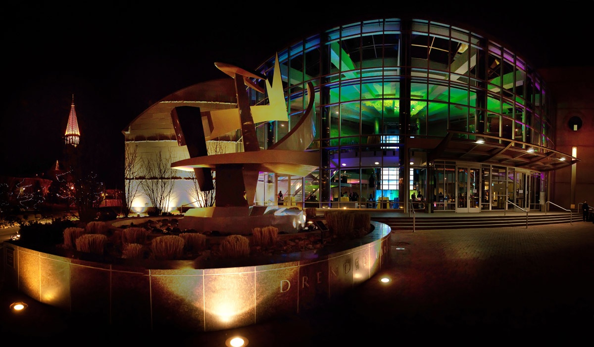 Exterior of the Cable Center at Night