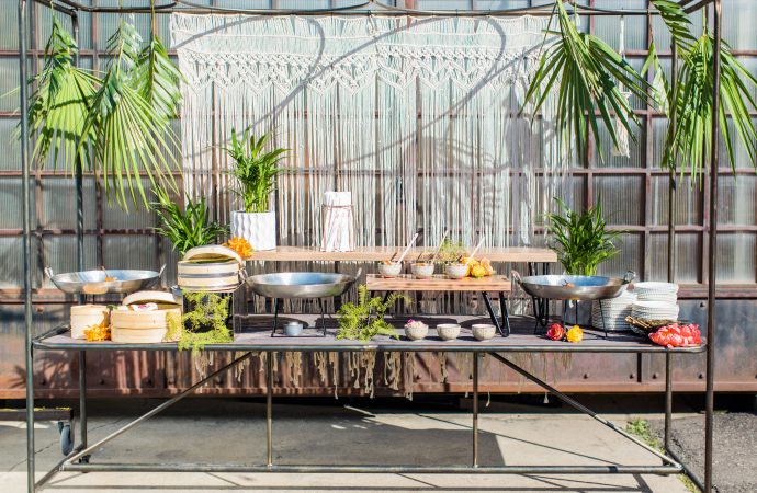 table with food at a social event