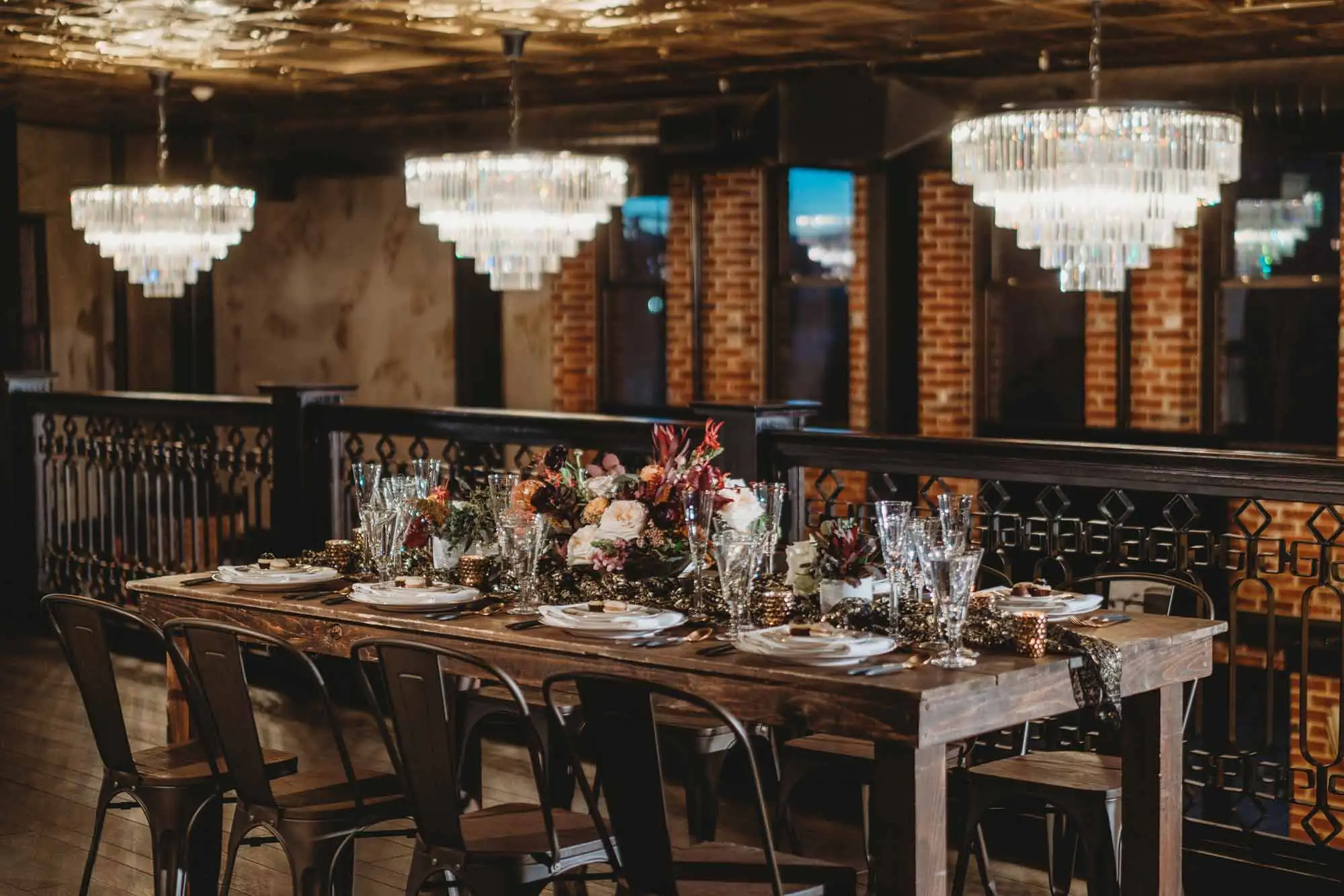 Decorated table on a balcony at Ironworks