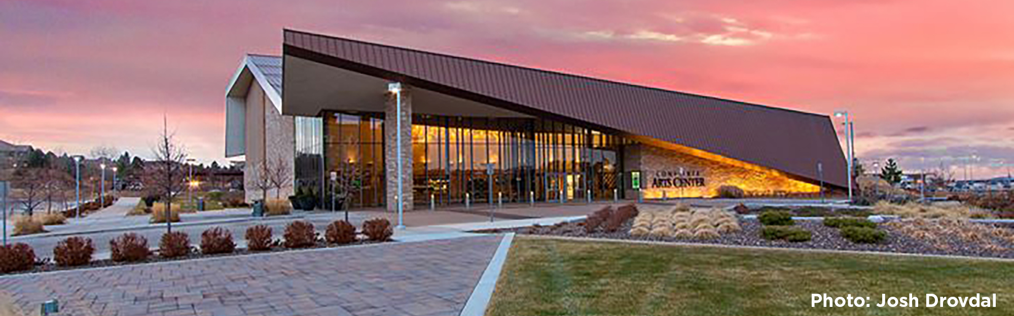 Lone Tree Arts Center at twilight