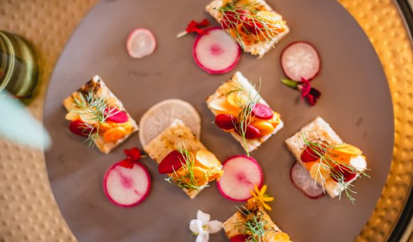 overhead shot of appetizers