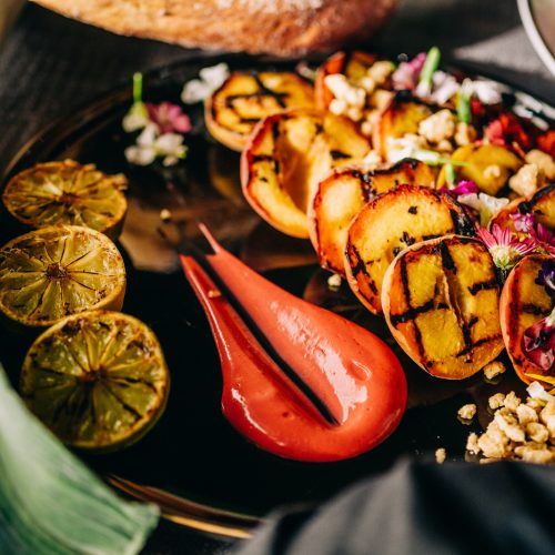 close up of grilled appetizer plate