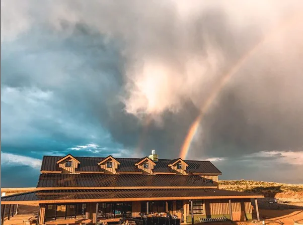 Barn Venue with Sky and Rainbow